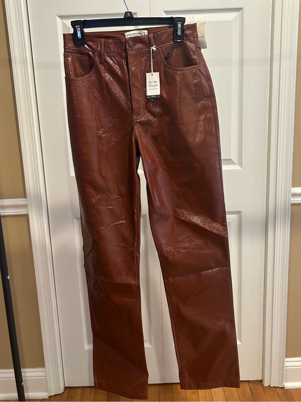 Abercrombie & Fitch Rust Brown Faux Leather '90s Straight Pants